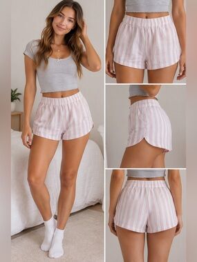 NWT Smash + Tess Cream and Pink Striped Kendal Sleep Shorts - size M